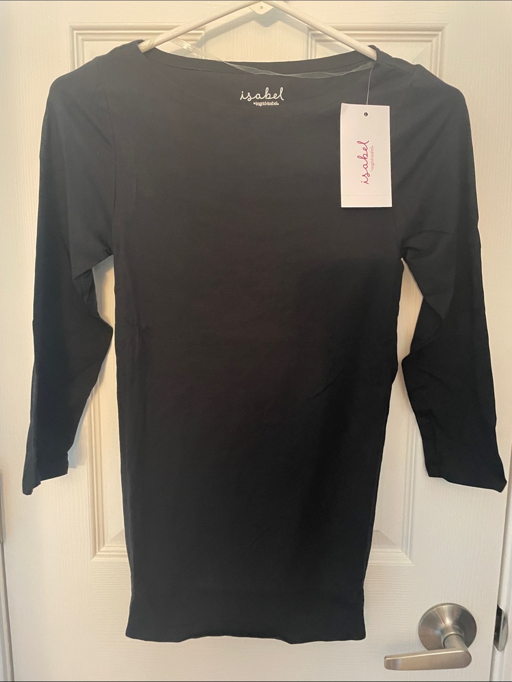 Ingrid & Isabel Maternity Black Boatneck 3/4  Sleeve Tunic